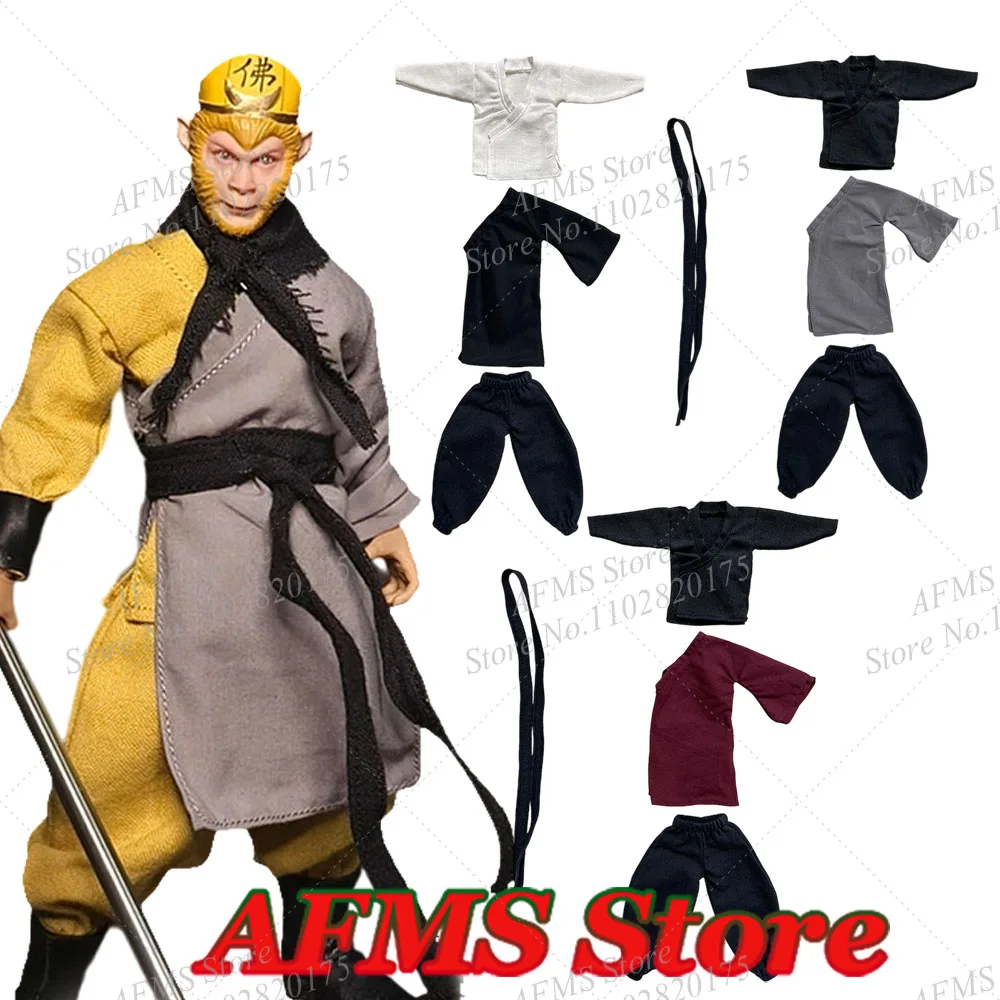 1/12 مقياس تحصيل الشكل الشمس وو كونغ معطف رداء المحارب Hanfu فنون الدفاع عن النفس زي صالح 6 بوصة عمل الشكل الجندي