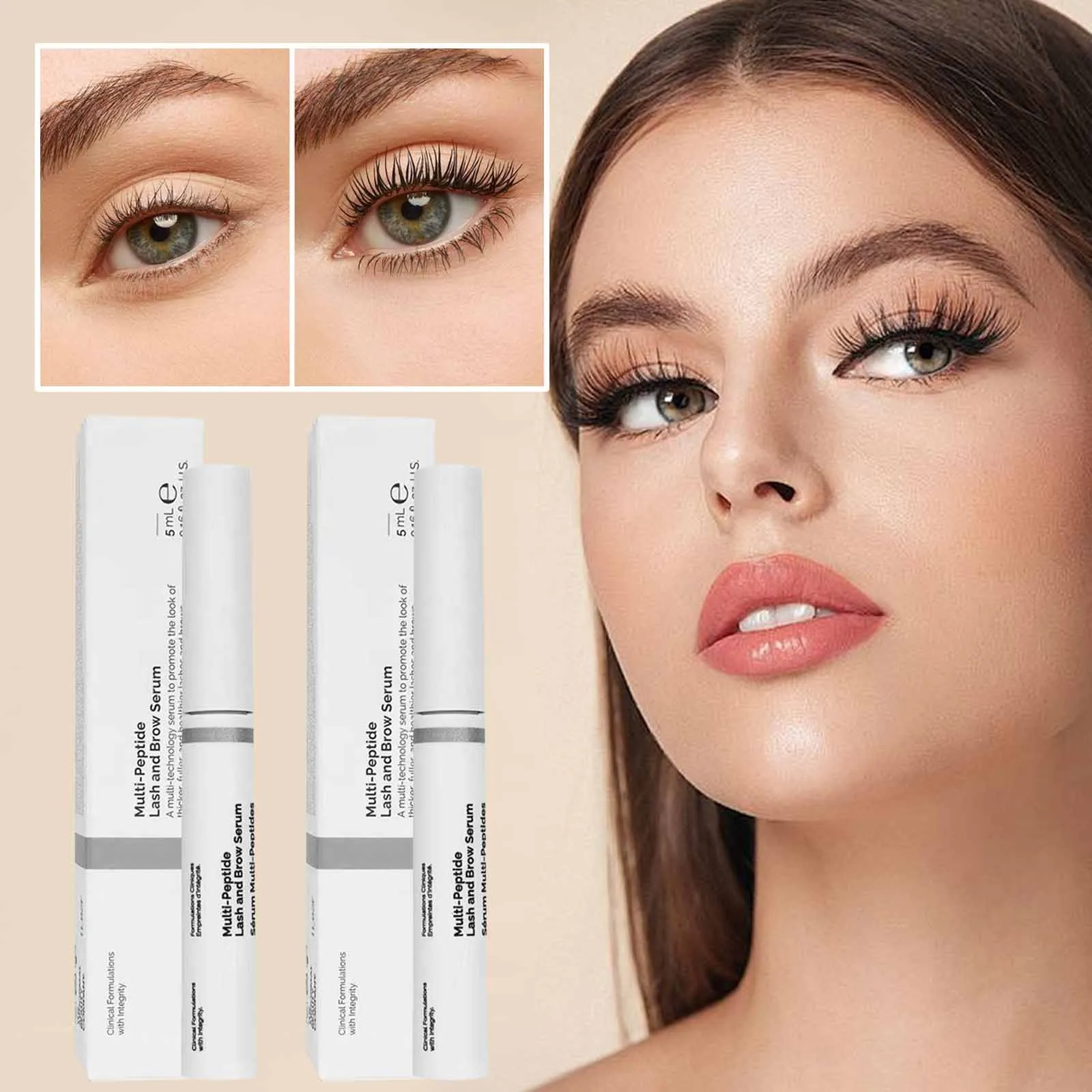 Eyelash Growth Liquid และ Eyebrow Growth Serum Polypeptide เหมาะสําหรับทุกสภาพผิว 5ml เพื่อความงามที่เพิ่มขึ้น