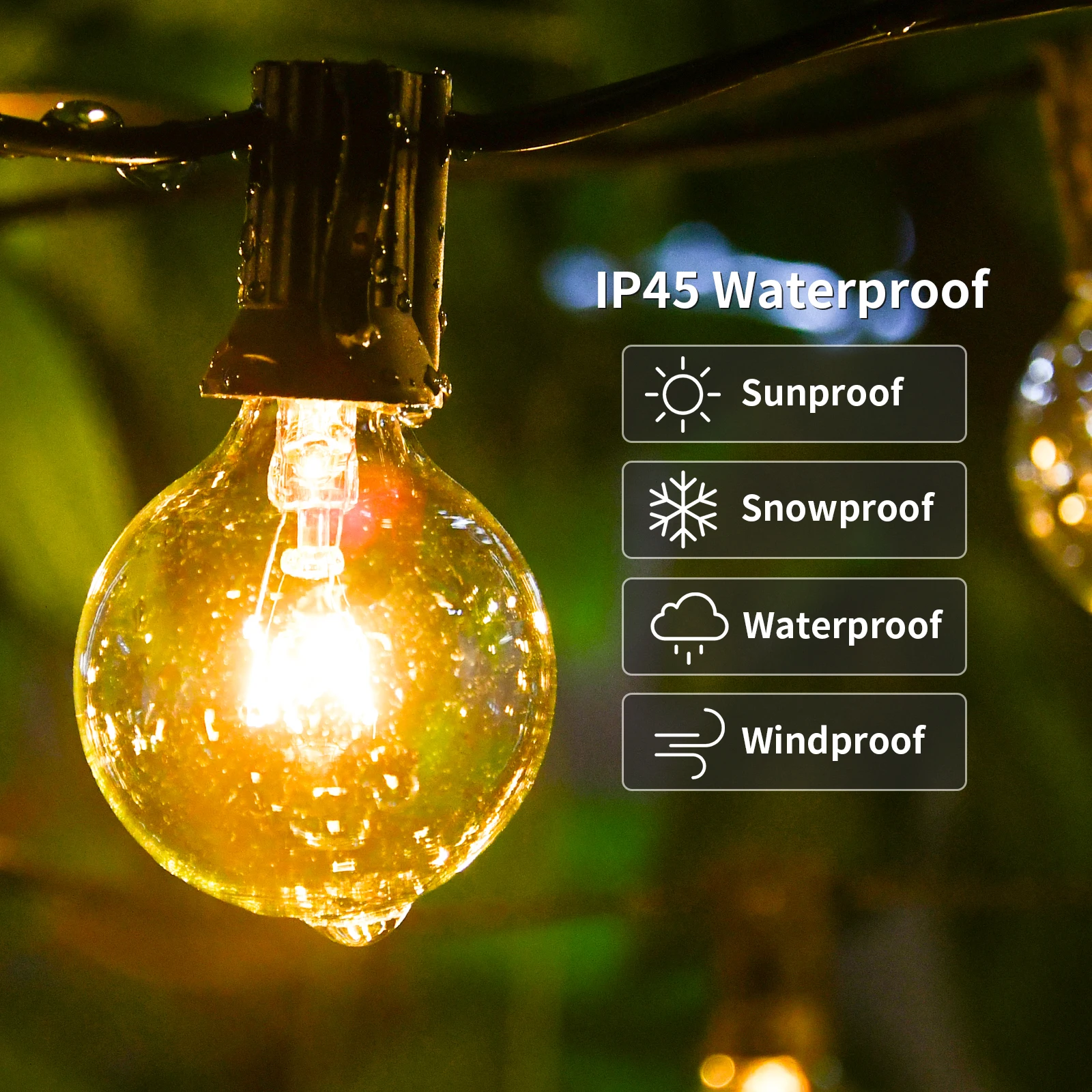 G40 Globe String Lights 9M 15M Outdoor Light Garland Patio Light Wedding Party Christmas Backyard Decoration Fairy String Light
