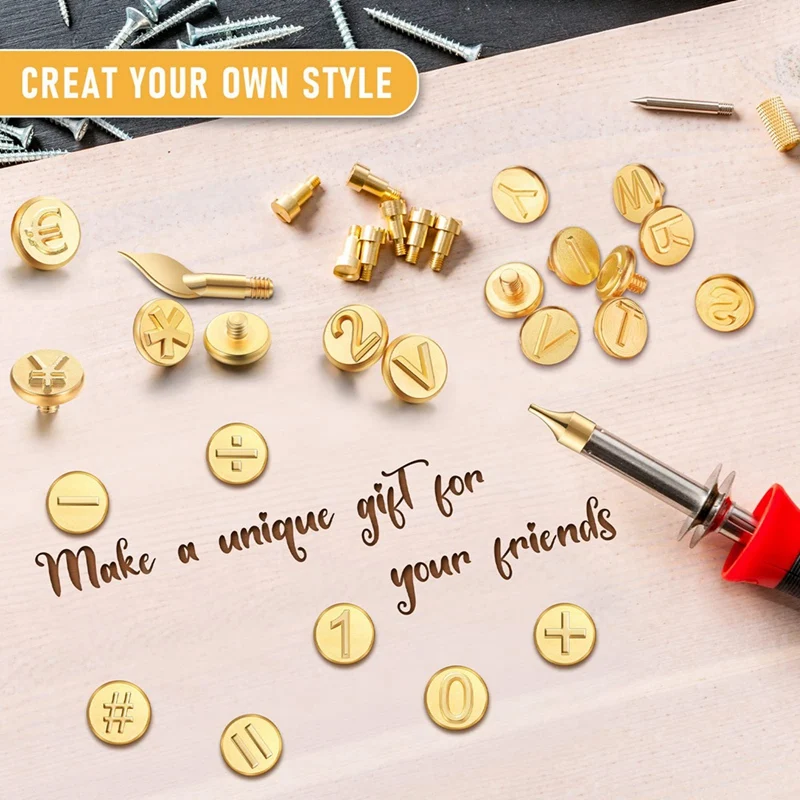 56 Stuks Houtgestookte Tip Letter Hout Brandende Tip Set Inclusief Alfabet Nummer Symbool