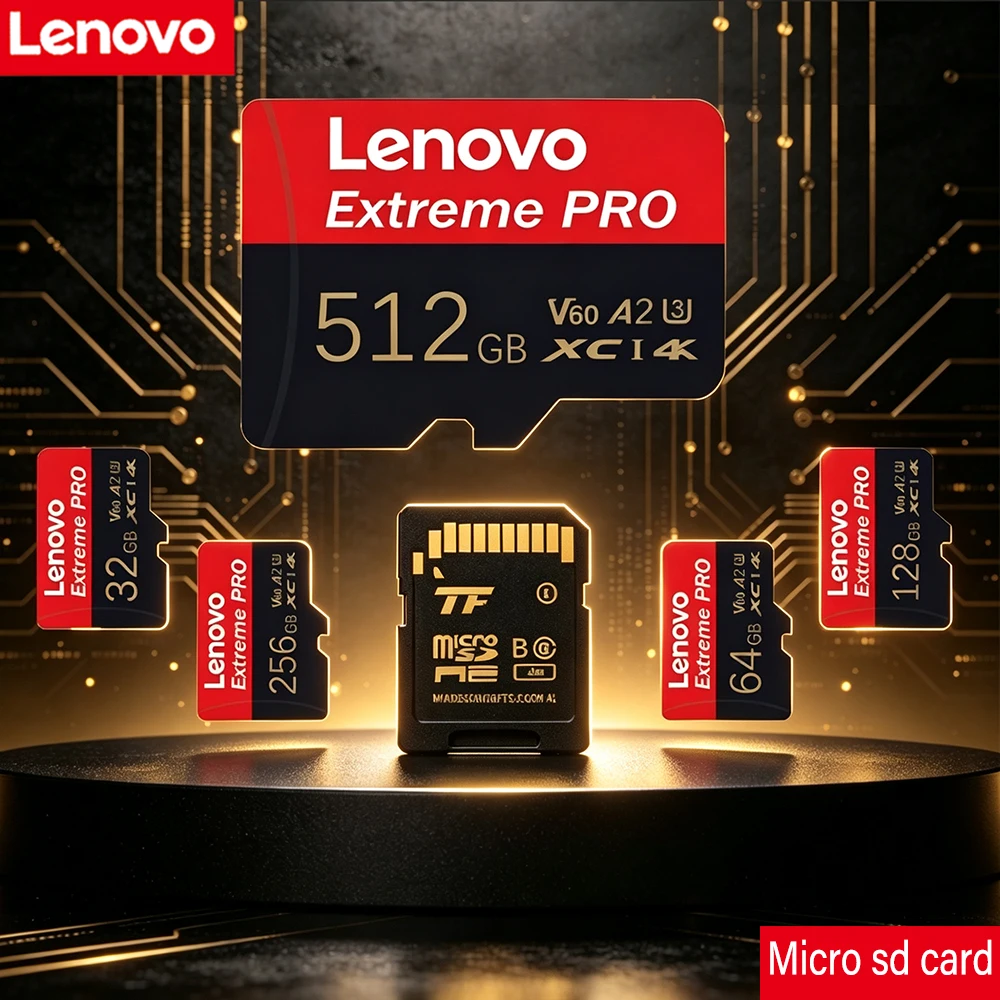 Lenovo 512GB Micro SD Card High Endurance Class 10 256GB Speed 100MB/s A2 U3 4K Compatible for Phone Digital Camera Drone