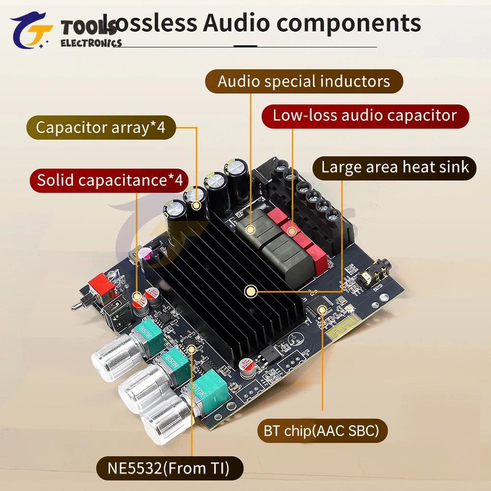 XY-T1002P Upgraded Version Digital Power Amplifier Board DC12-30V 100W * 2 2.0 Channal Stereo TPA3221 Amplifier Module Amp