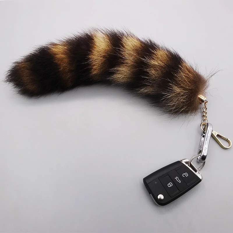 Raccoon Tail keychain Water Racoon Dog Fox Tail Plush Pendant Car Pendant Keychain Anal Plug Tail Party Exquisite Gift