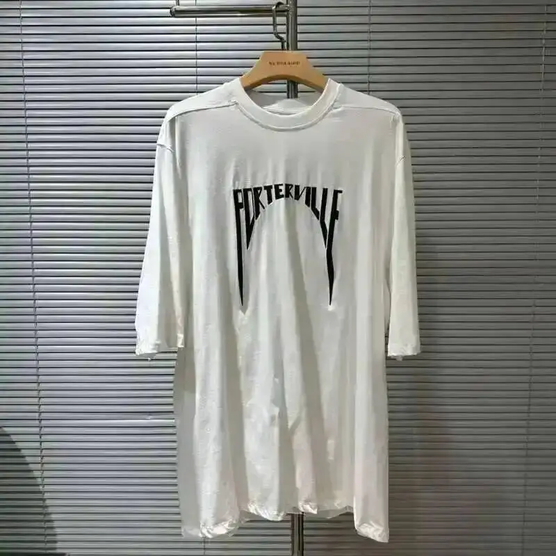HKSH Summer Men\'s Tide Dark High Street Trendy Letters Print T-shirt Women Round Collar Cotton Oversized Loose Short Tees HK3578