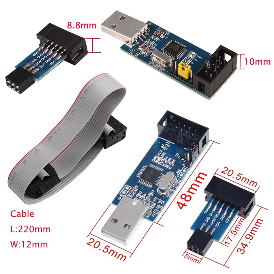 Downloader Programmer for USBASP USBISP AVR Programmer USB ISP USB ASP ATMEGA8 ATMEGA128 Support Win7 64