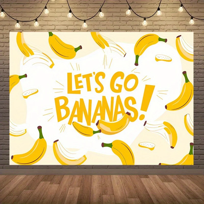 Yellow with cartoon bananas, perfect for birthday and holiday celebrations, home decor, and studios