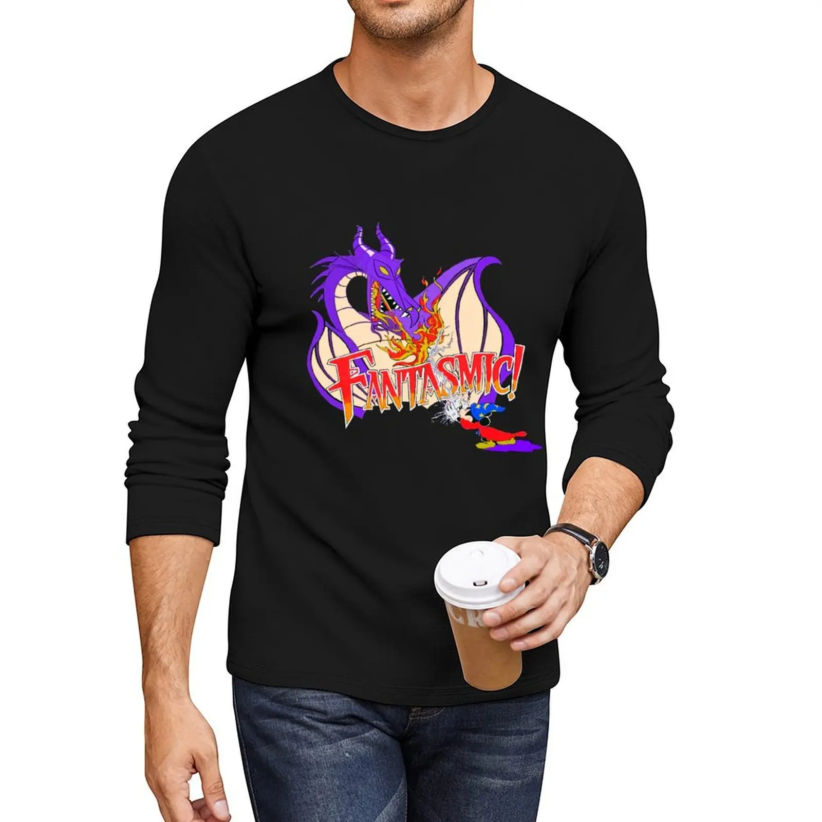 Fantasmic dragon old design Long T-Shirt quick drying t-shirt aesthetic clothes graphics t shirt black t shirts t shirt men