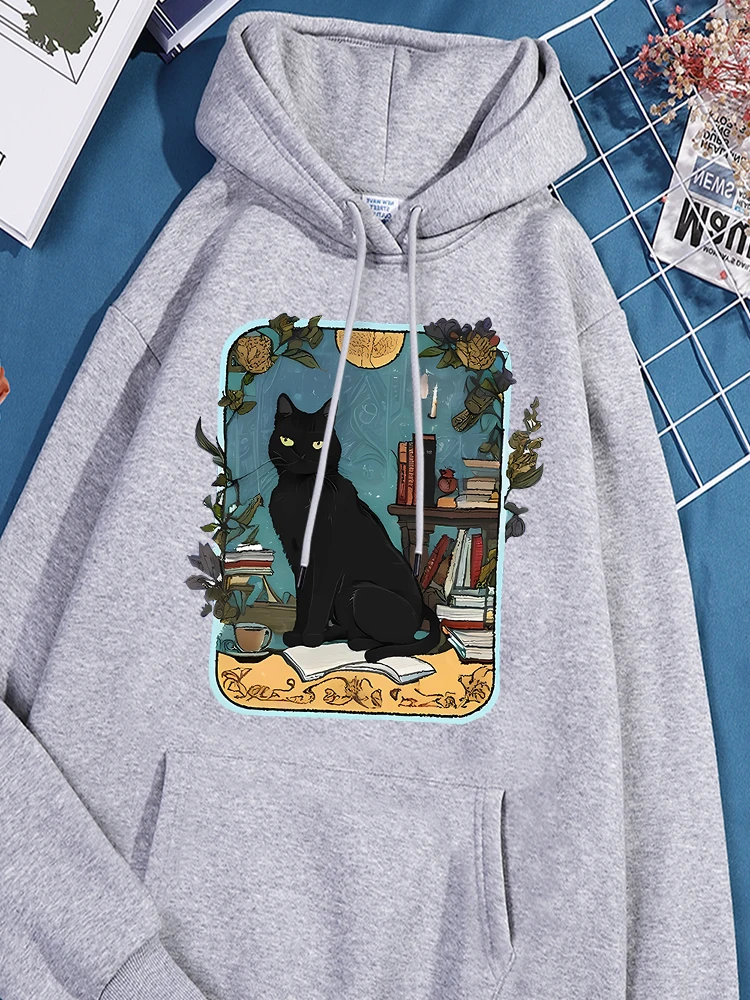 The Cat On The Desk Printed Sportwear For Women Harajuku Funny Hoodies Causual Pocket Versatile Tracksuit Unique Fleece Clothes