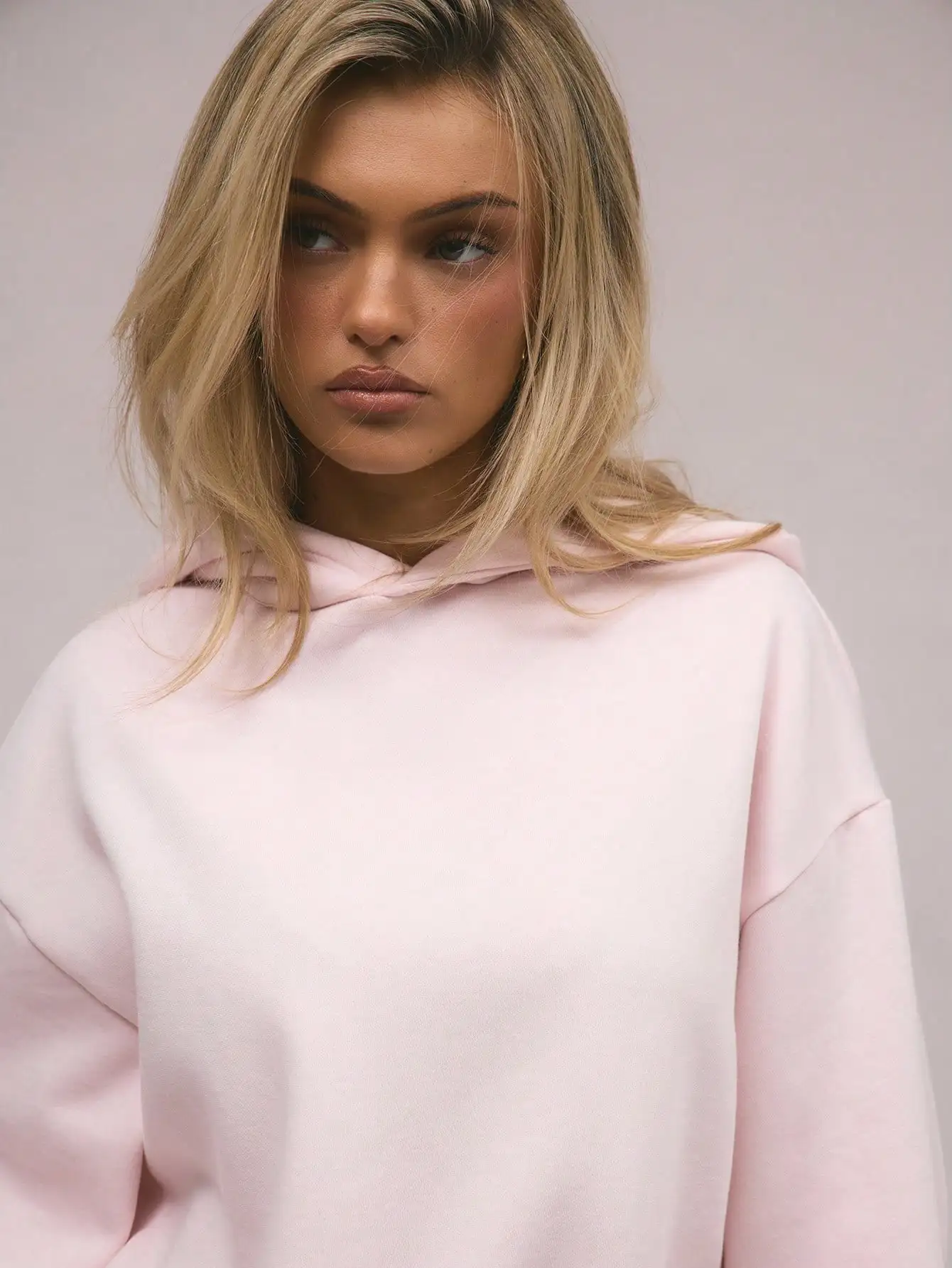 Felpa con cappuccio oversize rosa con spalla scesa, vestibilità rilassata per abbigliamento casual autunno inverno, stile streetwear Y2K