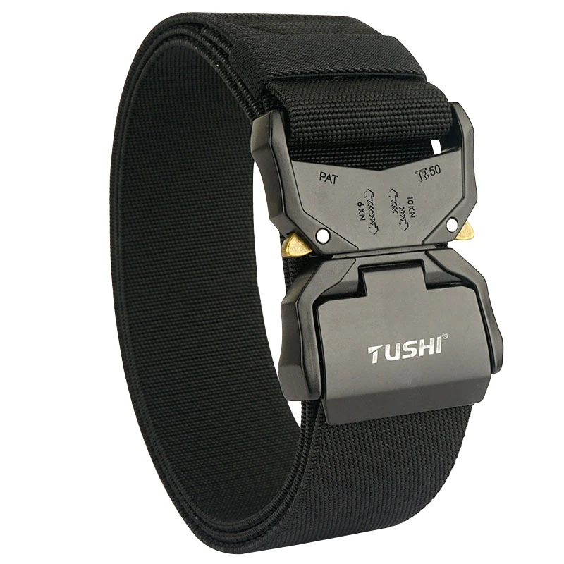 

Лидер продаж, ремень унисекс, утолщенный тканый холщовый ремень, быстросъемная пряжка из сплава, мужской ремень, модный эластичный дизайн, повседневный ремень