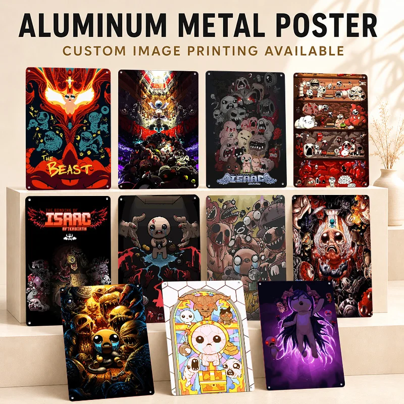 The Binding Of Isaac Aluminum Posters Customized Metal Tin Sign Premium Immersive Gaming Tribute Wall Art For Bedroom Or Arcade