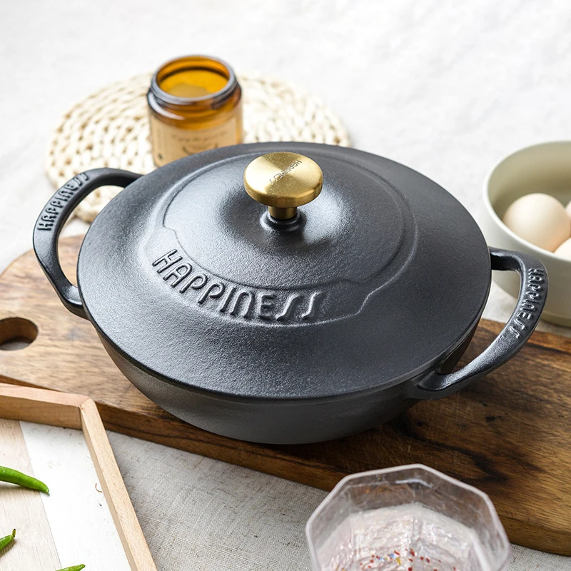 Korean Bowl Soup Pot Casserole Bibimbap Pot Enamel Light Soup Pot Non-stick Enamel Cast Iron Dutch Oven with Lid