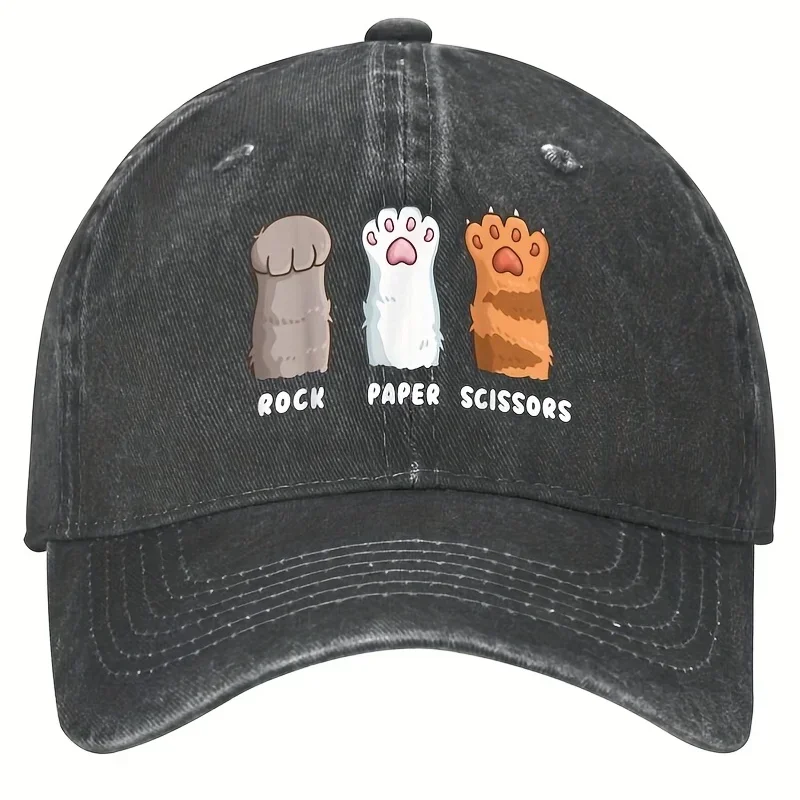 Customization Casual Rock-Paper-Scissors Cat Paw Print Baseball Cap, Suitable For Indoor And Outdoor Wear, Also A Great Gift Cho