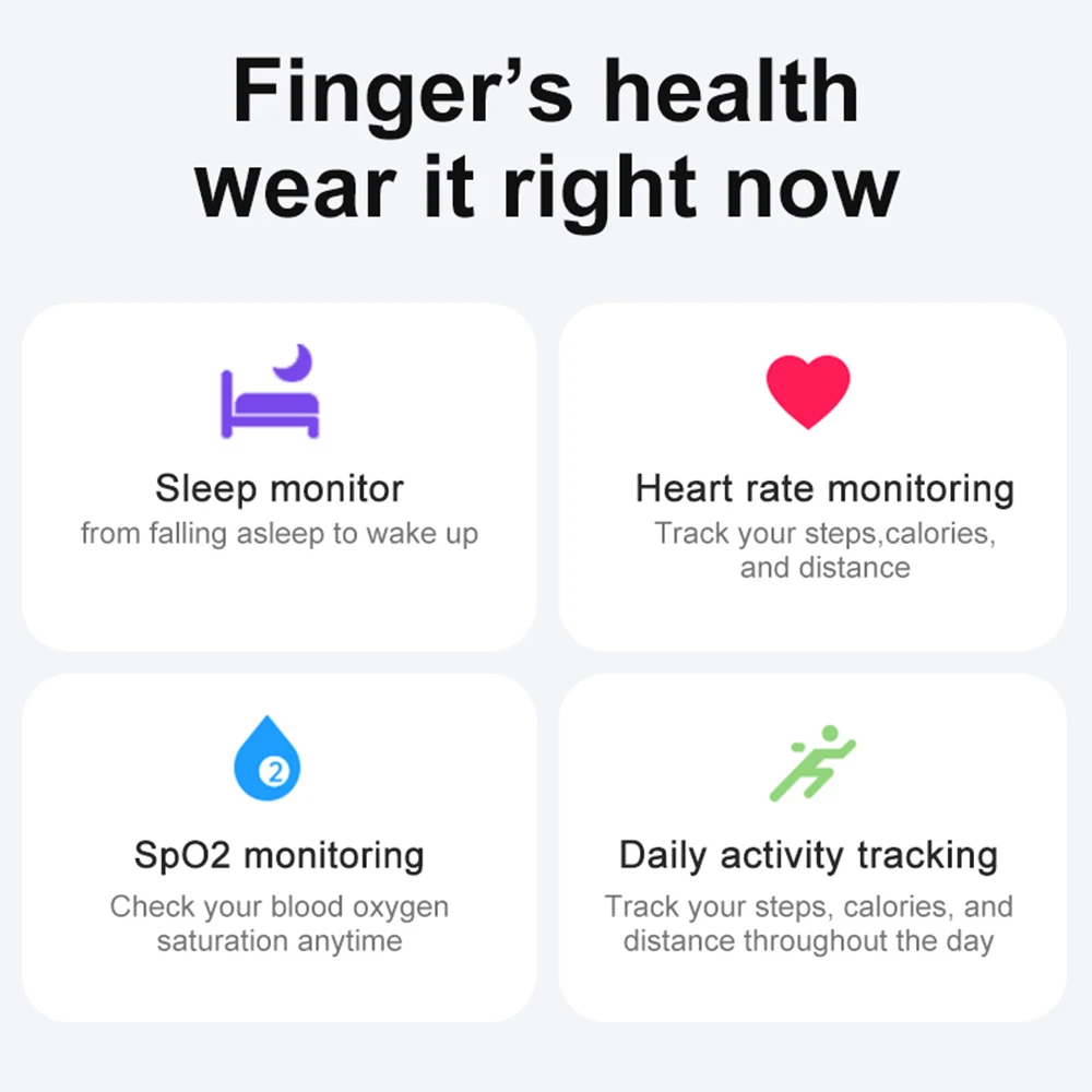 R02 Smart Ring Health Tracker For Men Women Blood Oxygen Heart Rate Sleep Monitor IP68 Waterproof For IOS Android Finger Ring