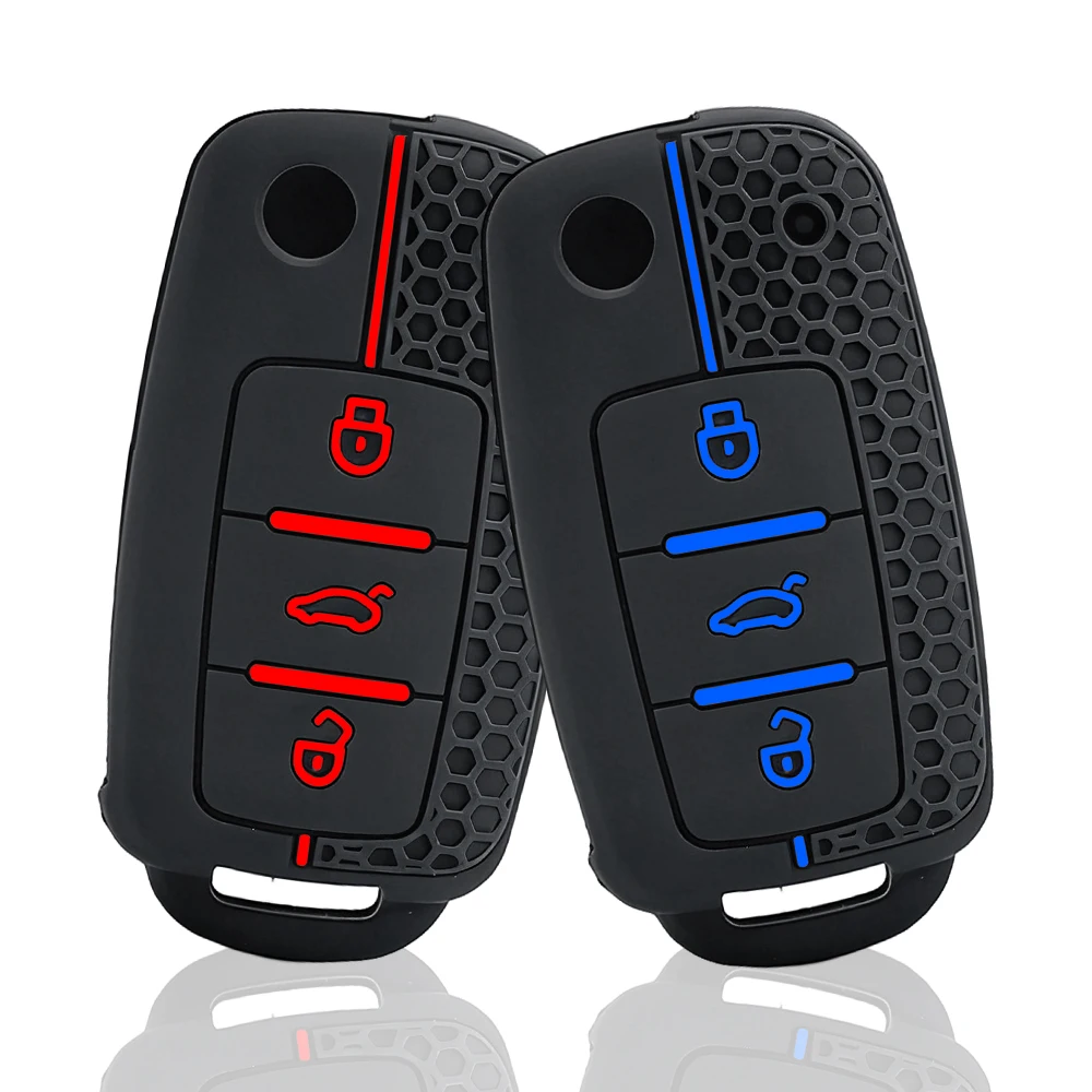 Capa de silicone para chave de carro com novo design para Volkswagen Polo Passat b5 Golf 4 5 6 MK5 MK6 Eos Bora Beetle TSI, acessório para personalização de carros