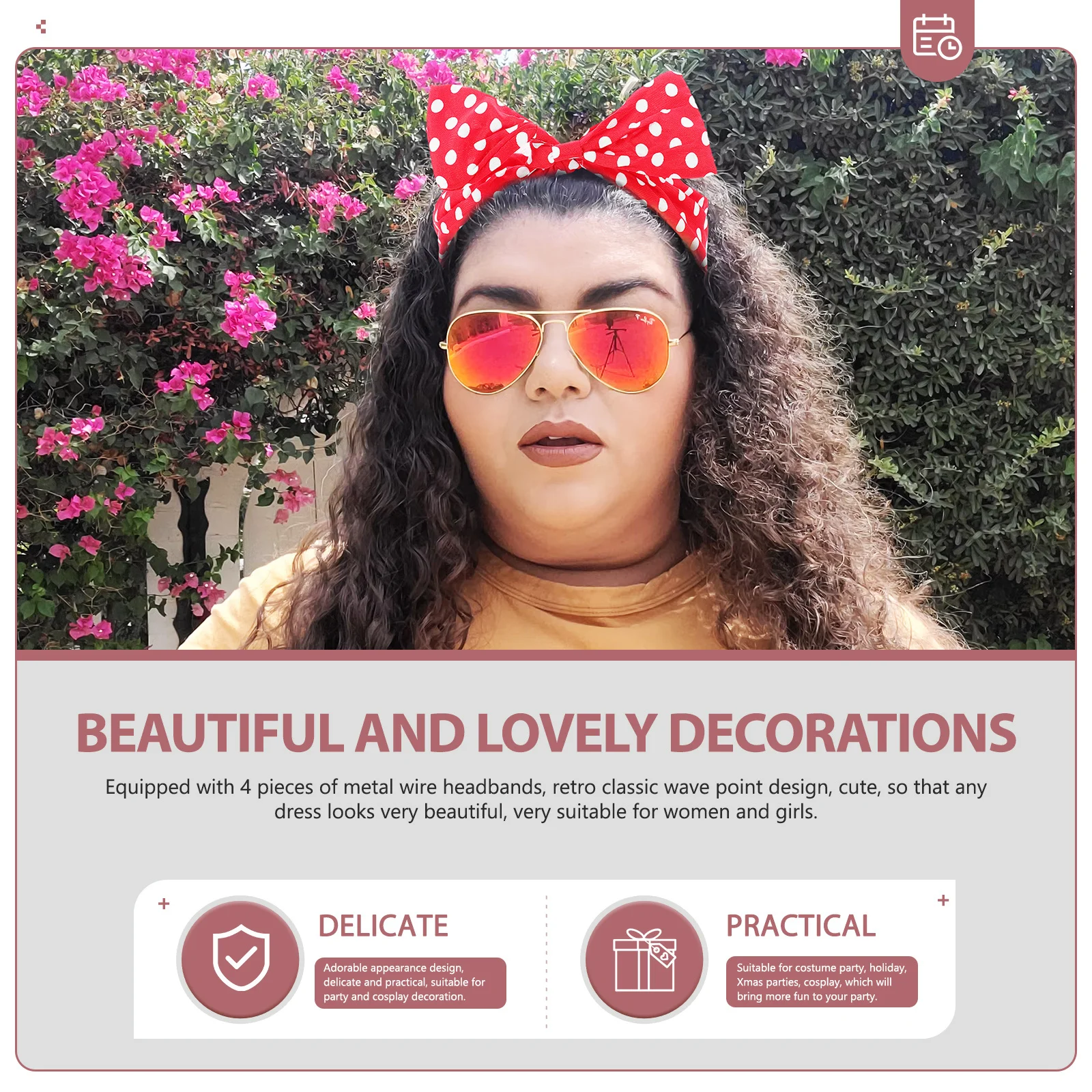 

4pcs Dots Pattern Hair Band Bowknot Headband Anti-Slip Party Headdress For Women Daily Wear Decorative Headbands Hair