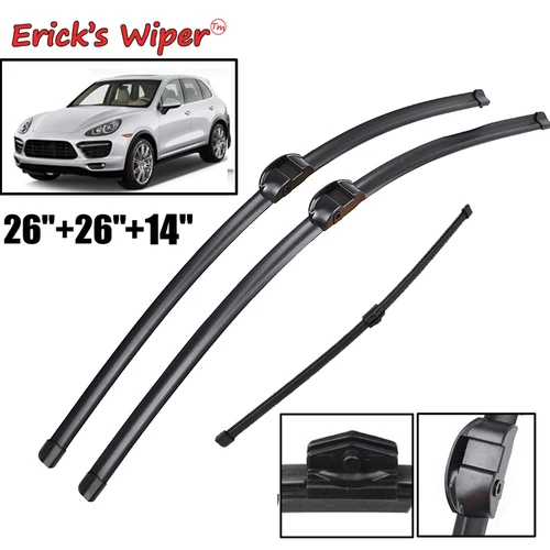 Erick's limpiaparabrisas LHD, escobillas de limpiaparabrisas delanteras y traseras para Porsche Cayenne 2010-2017, parabrisas, ventana, cepillo de lluvia, 26 ""+ 26"" + 14""