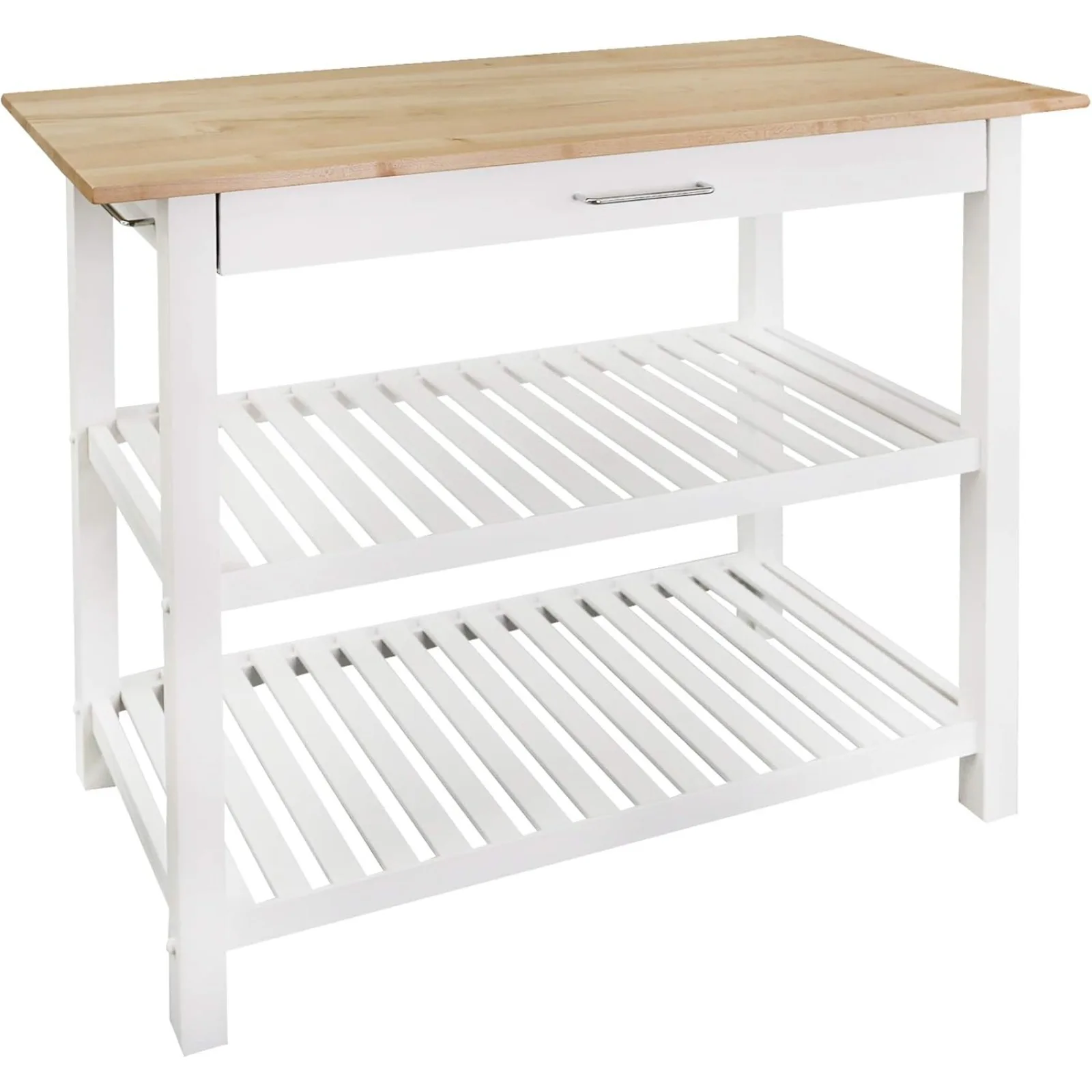 

US Kitchen Island with Solid American Hardwood Top, Natural/White, 40" W (373-91)