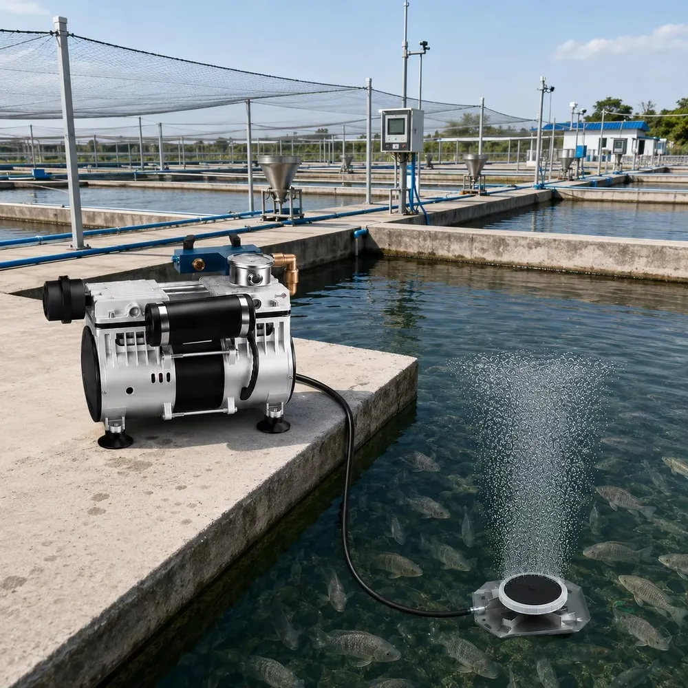 High Flow Pond Aerator Kit 70L/Min Oil-Free Air Compressor with 3 Diffusers & Weighted Hose for Landscape Lake Fish