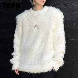 IEFB American Style Men's Sweaters Mink Hair Shoulder Paddd Round Neck Sweater Knitting Pullover Tops Autumn New Menswear 9C8210