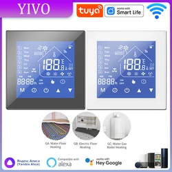 Termostato inteligente con WiFi, controlador de temperatura de caldera de Gas y calefacción de suelo eléctrico, LCD, Alexa, Google Home, Yandex, Tuya