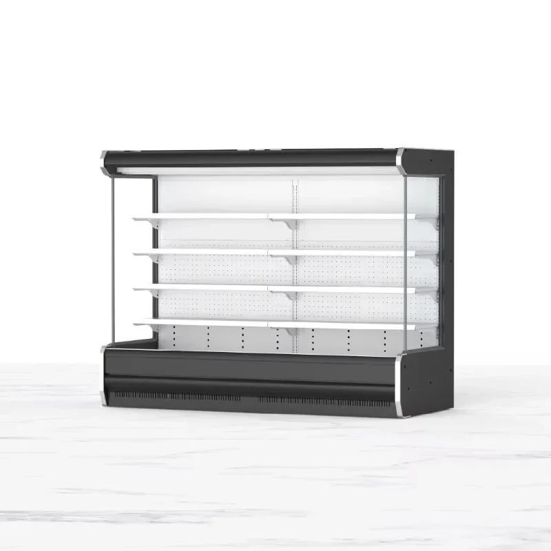 Customized Remote Double Air Curtain Display Freezer With Side Panels Commercial Refrigerated Showcase Equipment