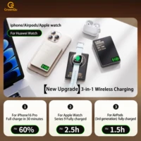 Batterie externe portable magnétique sans fil à charge rapide pour iPhone 12-17 Pro Max, Apple Watch, AirPods 5000/10000mAh 4
