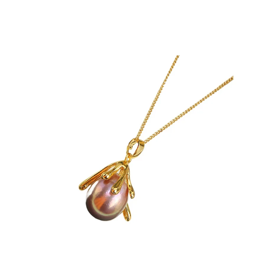

CHARMING 18"GENUINE CULTURED PINK PEARL NECKLACE PENDANT