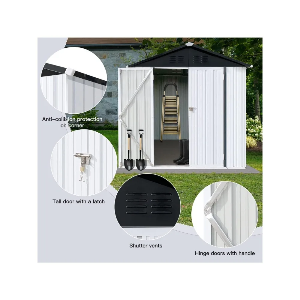 Imagem -02 - Grande Metal Storage Shed com Portas Bloqueáveis Utilitário e Ferramenta Garden Shed Quintal Pátio Outs x 4