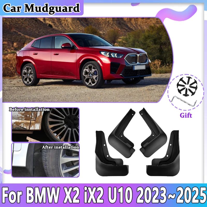 

4 шт. автомобильное крыло для BMW X2, аксессуары iX2 U10 2023 2024 2025 брызговики, брызговики переднего колеса, брызговики, инструменты