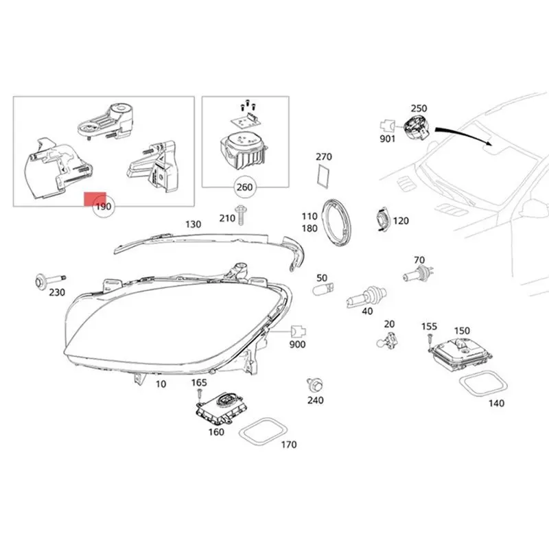 Reliable-Car Front Headlight Bracket Repair Kit RS Mount For GLS GL ML-Class W166 350 400 11-15 A1668200614 R