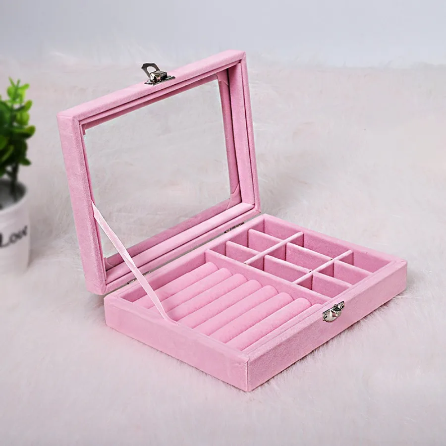 Velvet Ring Box Earring Jewelries Storage Boxs Dust Cover Necklace Storages Supplies Jewelry Beauty Storage Basket