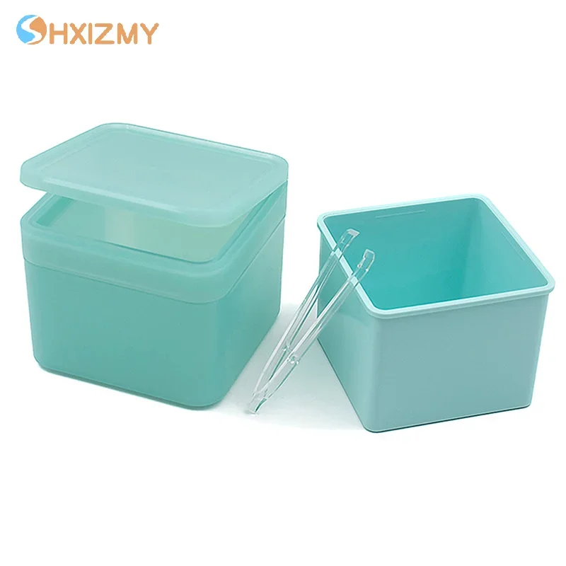 Dwuwarstwowe pudełko na bawełniane płatki do demakijażu z pęsetą i szerokimi ustami Organizer na płatki kosmetyczne Etui na narzędzia do zdobienia paznokci