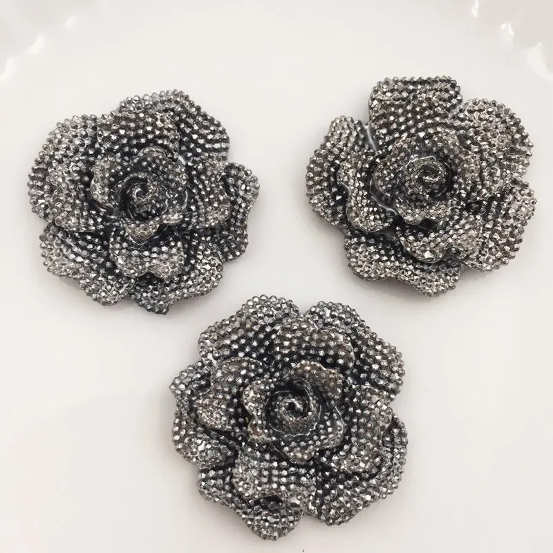 New 4pcs Bling Resin Big Flower Flat Back Stone Appliques DIY Wedding Scrapbook Ornament Craft SF855-856