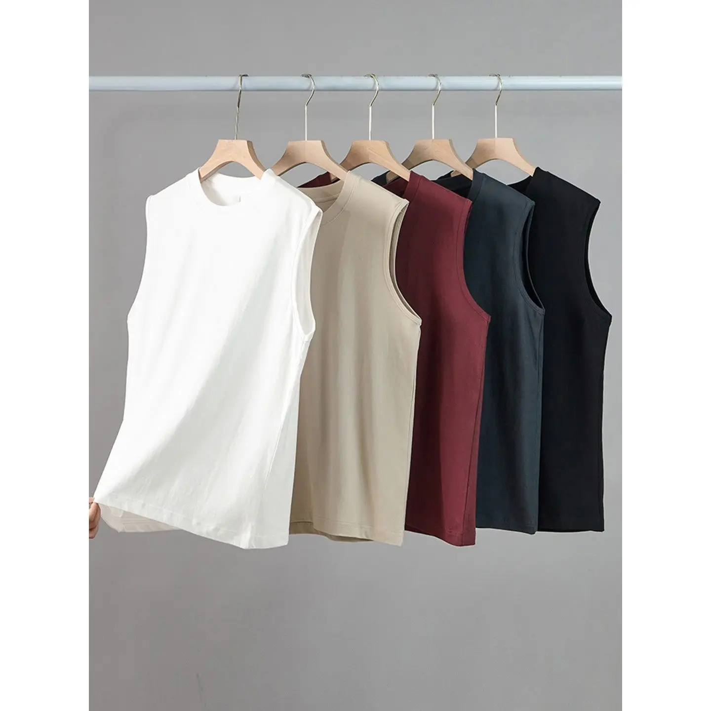 เสื้อกล้ามผ้าฝ้ายแท้ 230 กรัม รุ่น ex Fitn Sportswear ไซส์เล็ก คอตั้ง ใส่ซ้อนชั้นได้ สีขาว เสื้อซับใน แบรนด์ Naxizi