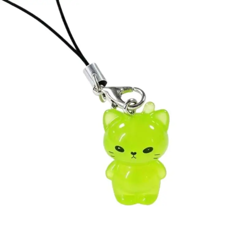 Niedlicher im Dunkeln leuchtender Katzen-Schlüsselanhänger aus Kunstharz, Handy-Anhänger, Taschenanhänger, Rucksack- und Handtaschenanhänger, Partygeschenk – Detail 7