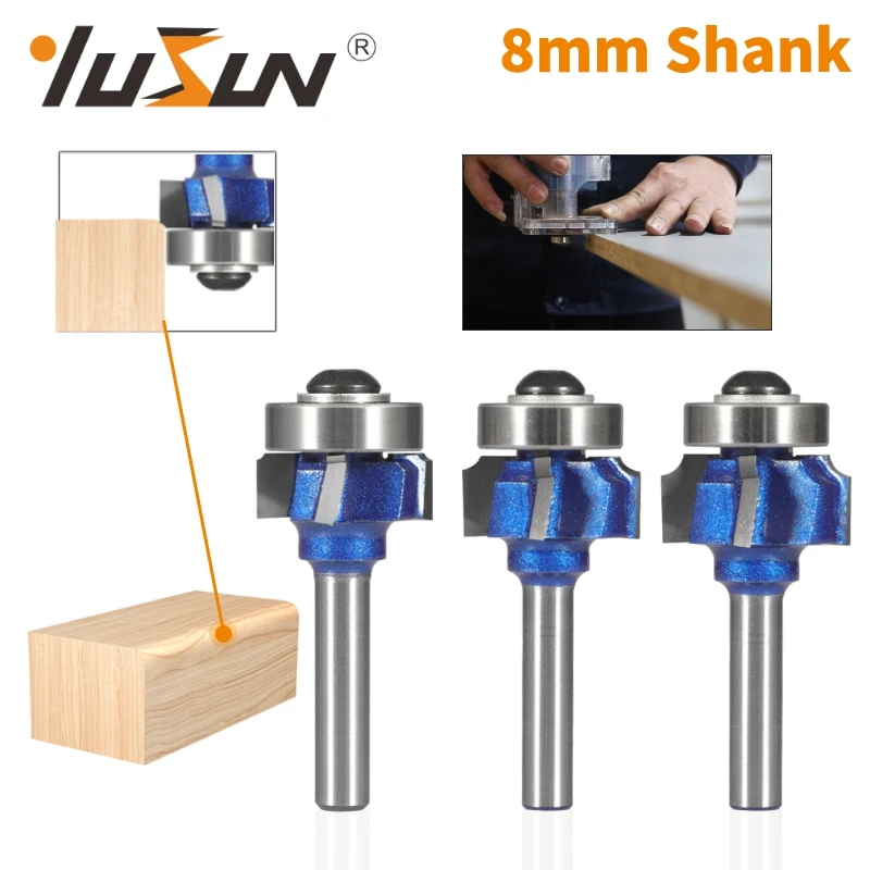 

YUSUN 8MM Shank Four Carbide Z4 Corner Round Bit Rounding Cover Bit Router Bit Woodworking Milling Cutter For Wood Bit Face Mill
