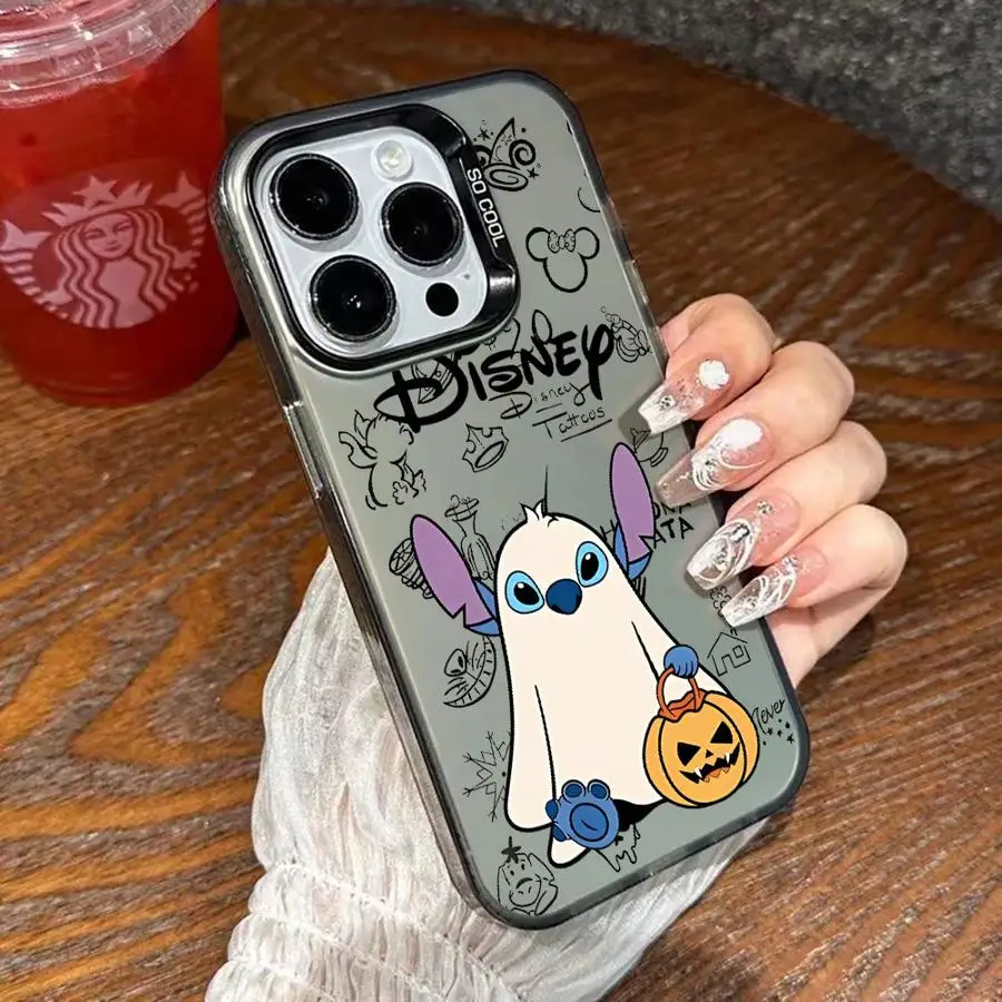 Colorful Silver Case for Apple iPhone 11 13 15 Pro Max 14 Plus 12 16 Silicone Phone Cover Shockproof Funda Halloween Stitch