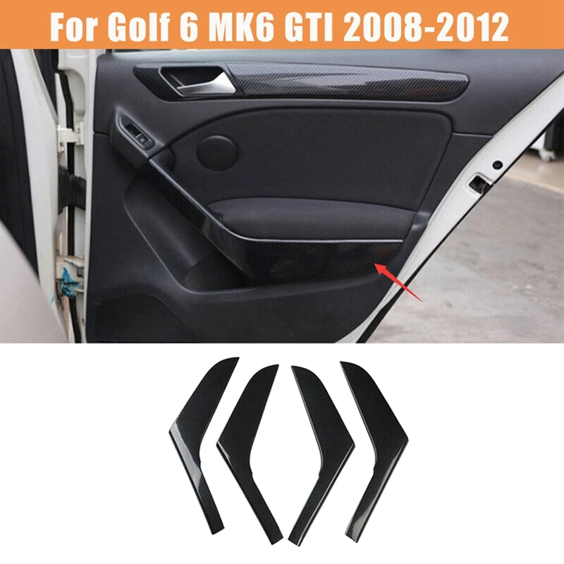 

Hot-A80P-Carbon Fiber Car Interior Door Armrest Pull Handle Strip Cover Trim For Golf 6 MK6 -2008-2012 Accessories