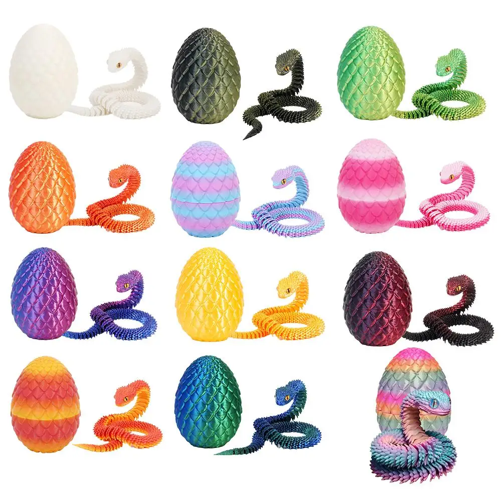 3D Printed Cool Snake Dragon Egg Multi-joint Novel Easter Hot-selling Gift Decompression Children's Toys Desktop Decoration