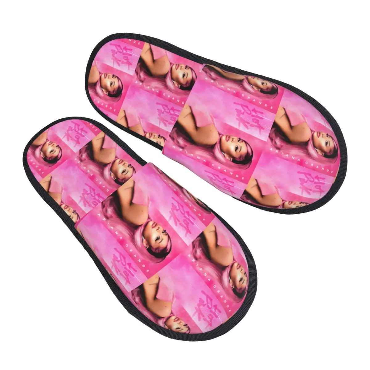 Custom Hot Pink Ariana Grande Soft Memory Foam House Slippers Women Popular Singer Cozy Warm Anti-skid Sole Slipper