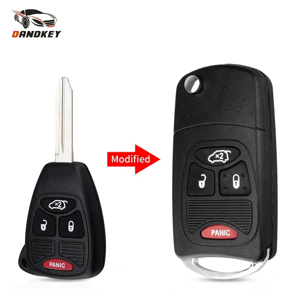 

Модифицированный складной чехол для дистанционного ключа Dandkey, 4 кнопки, замена для Chrysler Dodge Jeep Avenger Nitro Flip, автоматический пустой чехол для ключей