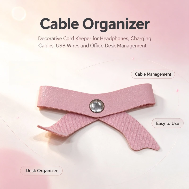 4PCS Small Bowknot Cable Winder Cord Organizer for Data Cables Earphone Charging Wire Management in Office Cable Protector