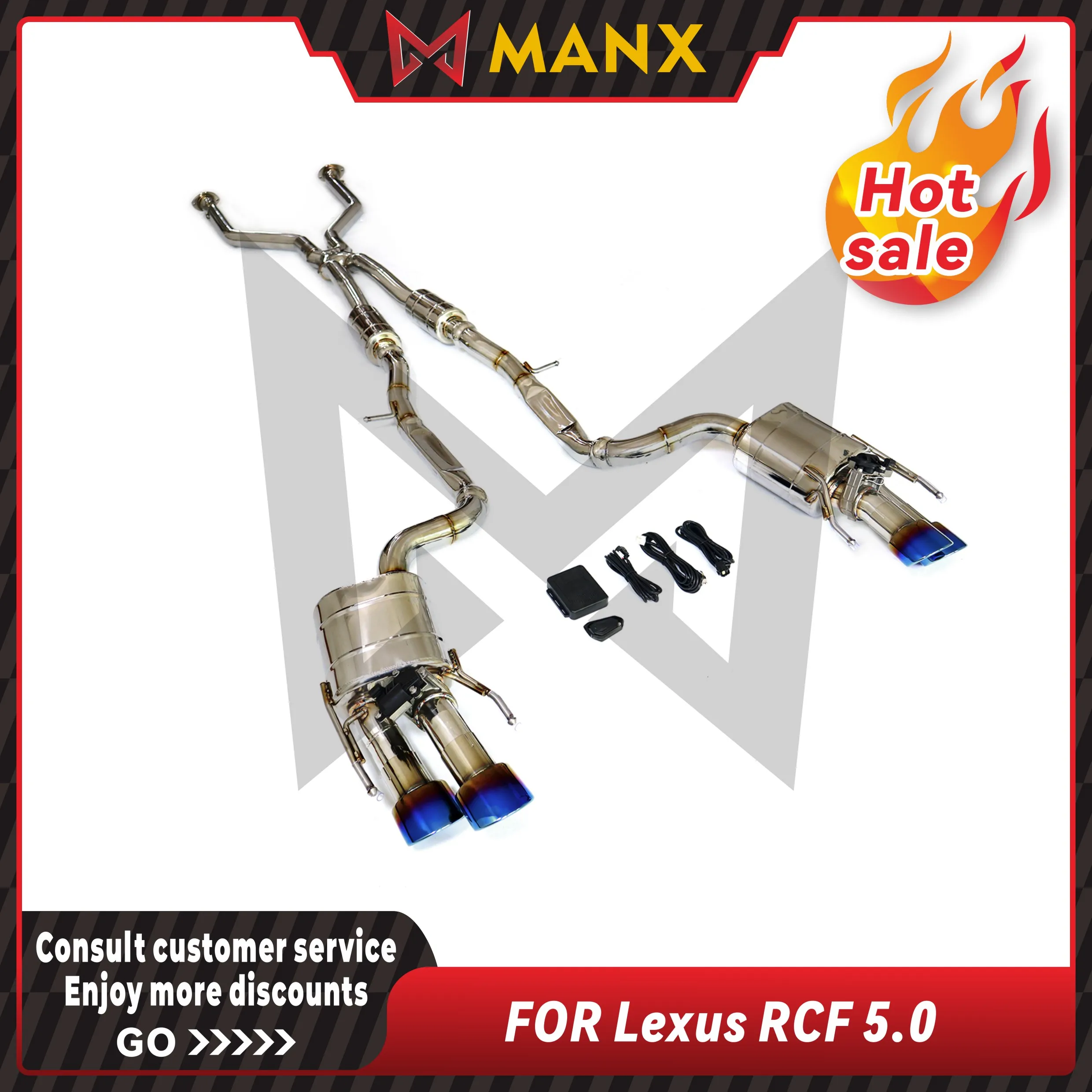 MANX Car Exhaust system for Lexus RCF 5.0 Stainless steels Catback Performance exhaust pipe with remote control valve