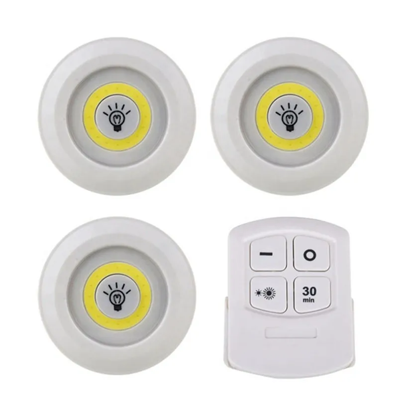 LED Puck Light 4.5V 3W LED Under Cabinet Lighting Wireless Remote Control LED Counter Light LED Cabinet night light