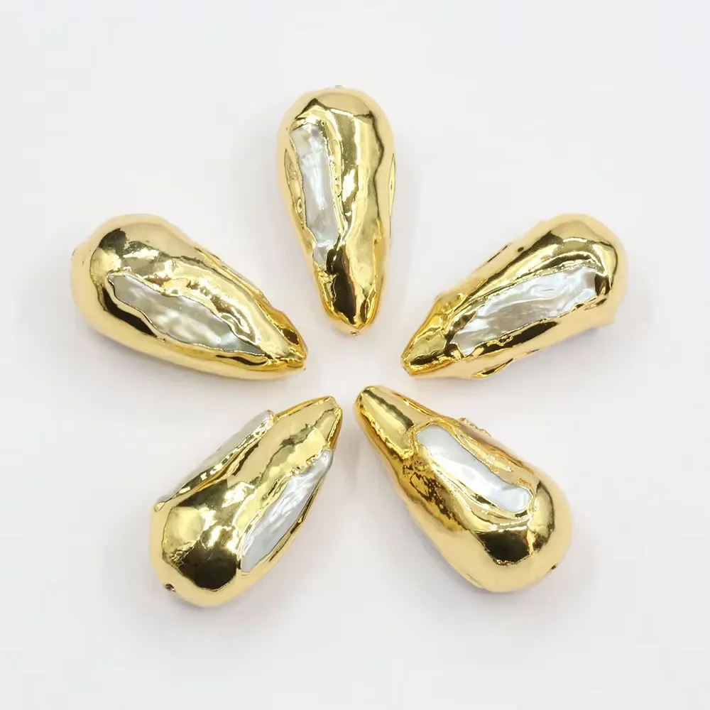 

Wholesale 5PCS Freshwater Biwa Pearl Gold Color Spacer DIY Jewelry Making Accessories Jewelry Making DIY