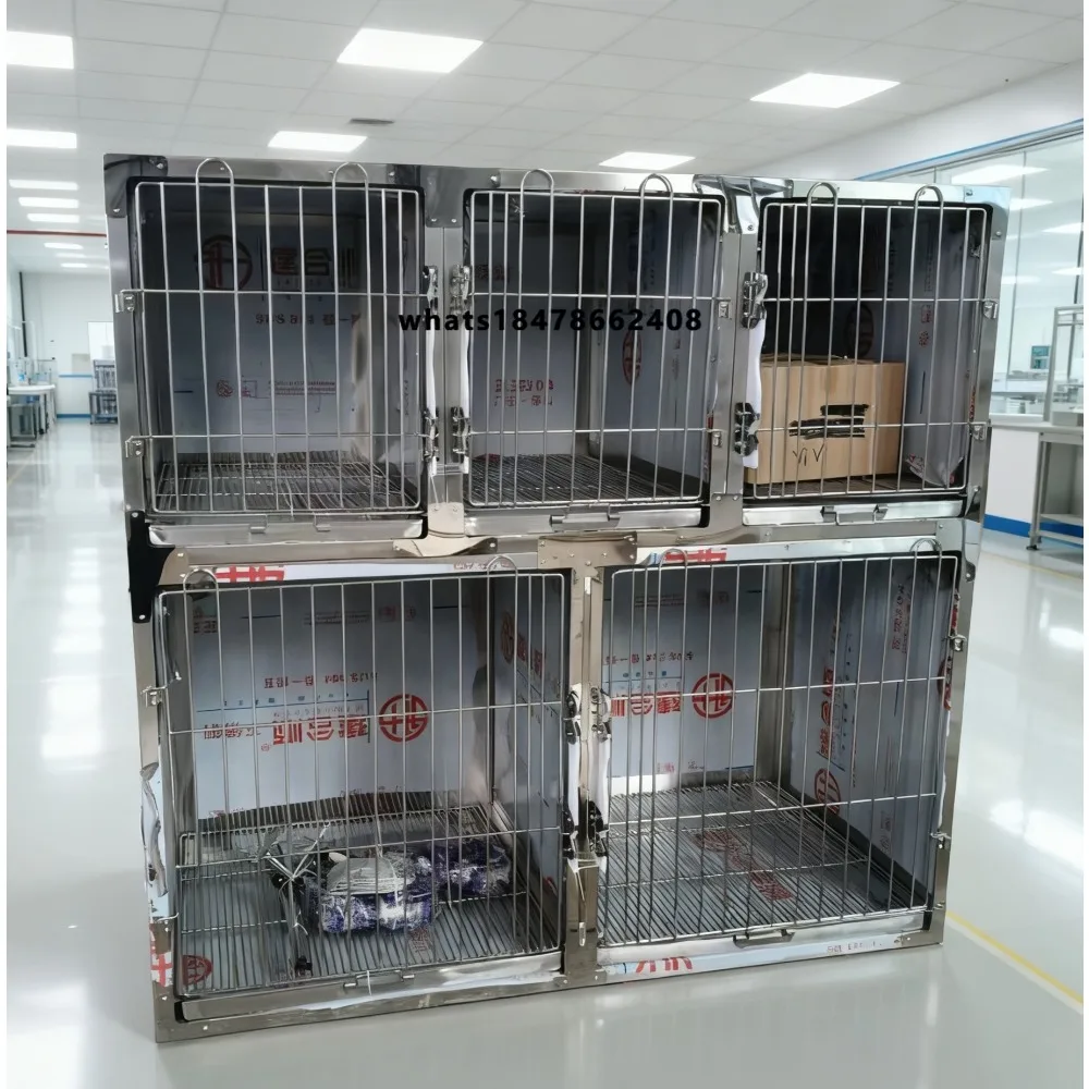 High Quality 2/4/6 Unit Modular Veterinary Cage Stainless Steel Dog and Cat Hospital Cage For Sale