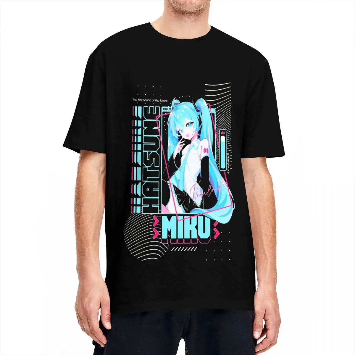 Men Women's Anime Hatsune Miku Music T Shirts Cotton Clothing Vintage Short Sleeve Round Collar Tees Gift Idea T-Shirt