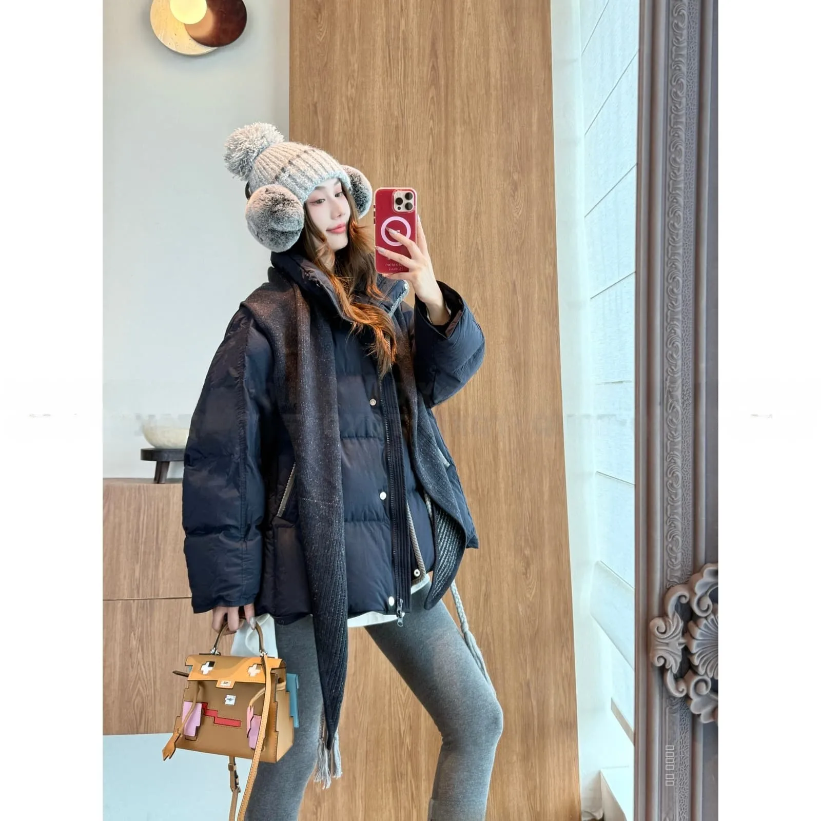 

Утепленная пуховая куртка Warmth Bread Sle down Jaet 95 White Du down, зимняя модель с воротником-стойкой, женская, свободного кроя, для повседневной носки