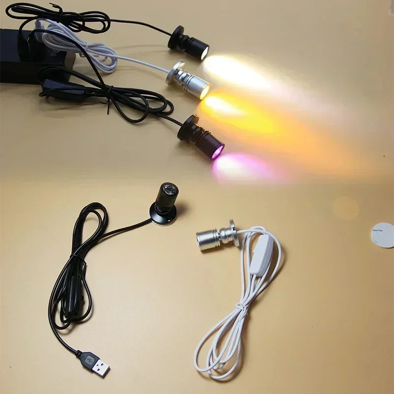 Mini faretti LED USB Mini illuminazione decorativa per vetrina gioielli con hardware di montaggio Luci per interni Lampada alimentata tramite USB